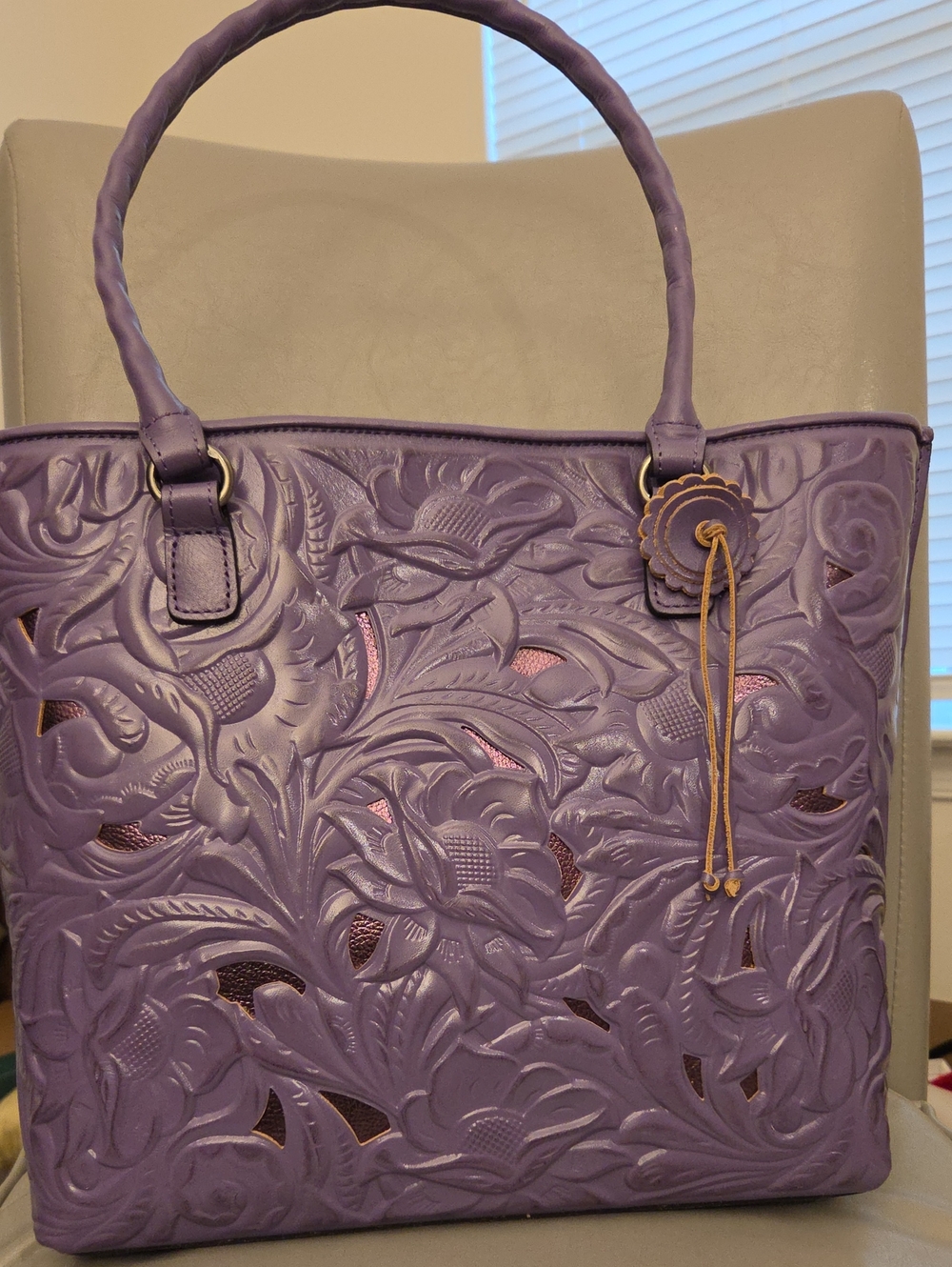Patricia Nash Lavender Floral Embossed Tote